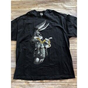 1990's Buggs Looney Tunes Black XXXL RARE Freeze Shirt Chain Hip Hop 3XL